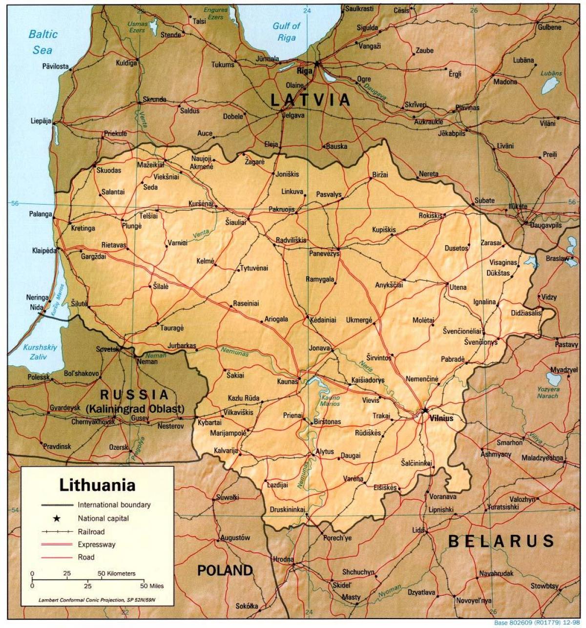 Карта Литваније 1900