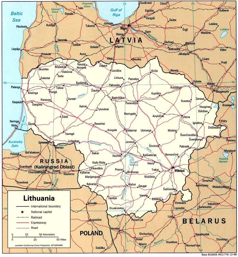 карта Литваније