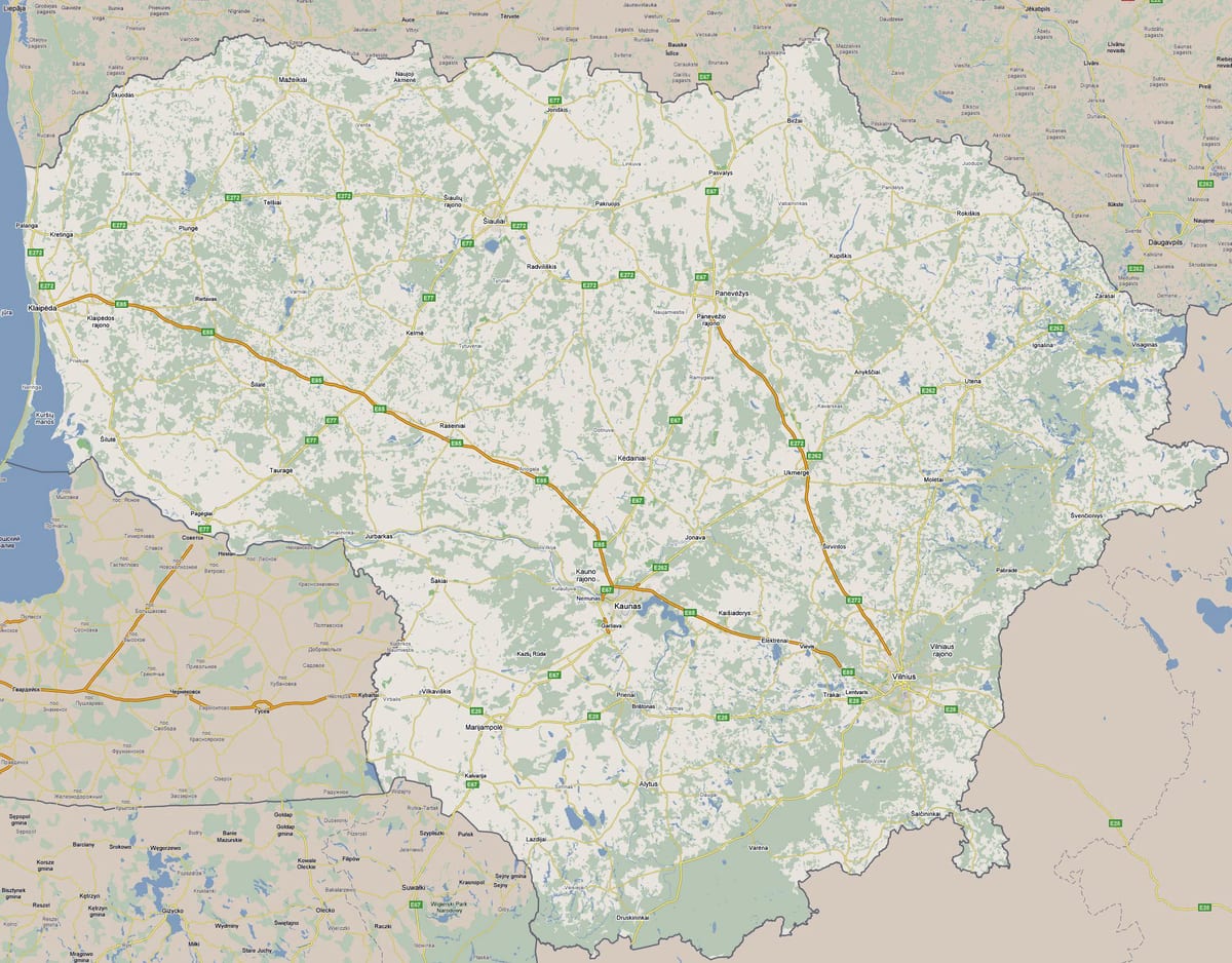 Карта Литваније туриста