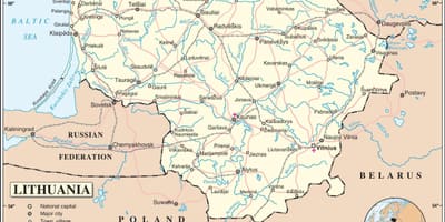 Карта Литваније земље