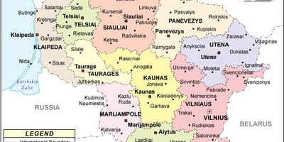 Карта Литваније политичка